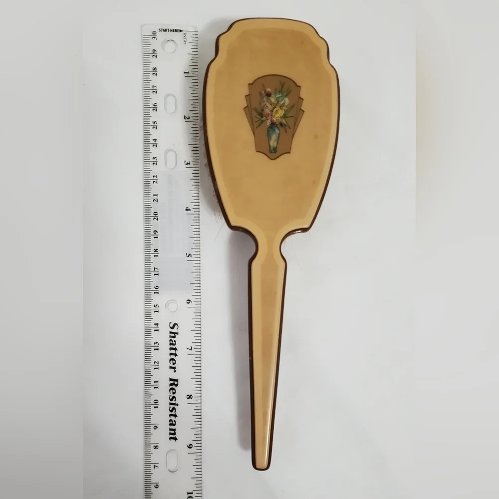 Vintage DuPont Lucite Vanity Set Mirror Brush Comb Floral Art Deco Boudoir - Picture 12 of 16